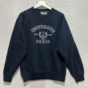 Universite Paris Crewneck‎ Pullover Sweatshirt Size L Navy Blue